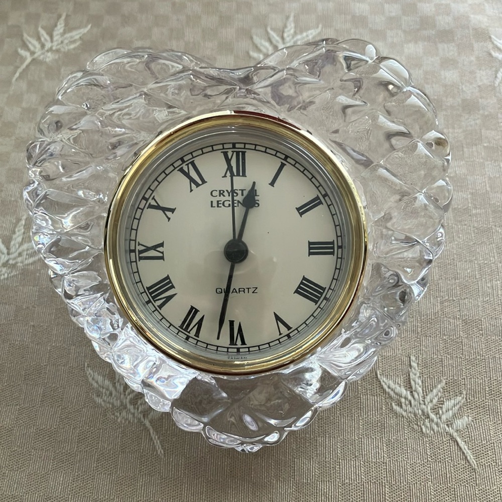 Godinger Crystal and Gold Clock with Roman Numerals